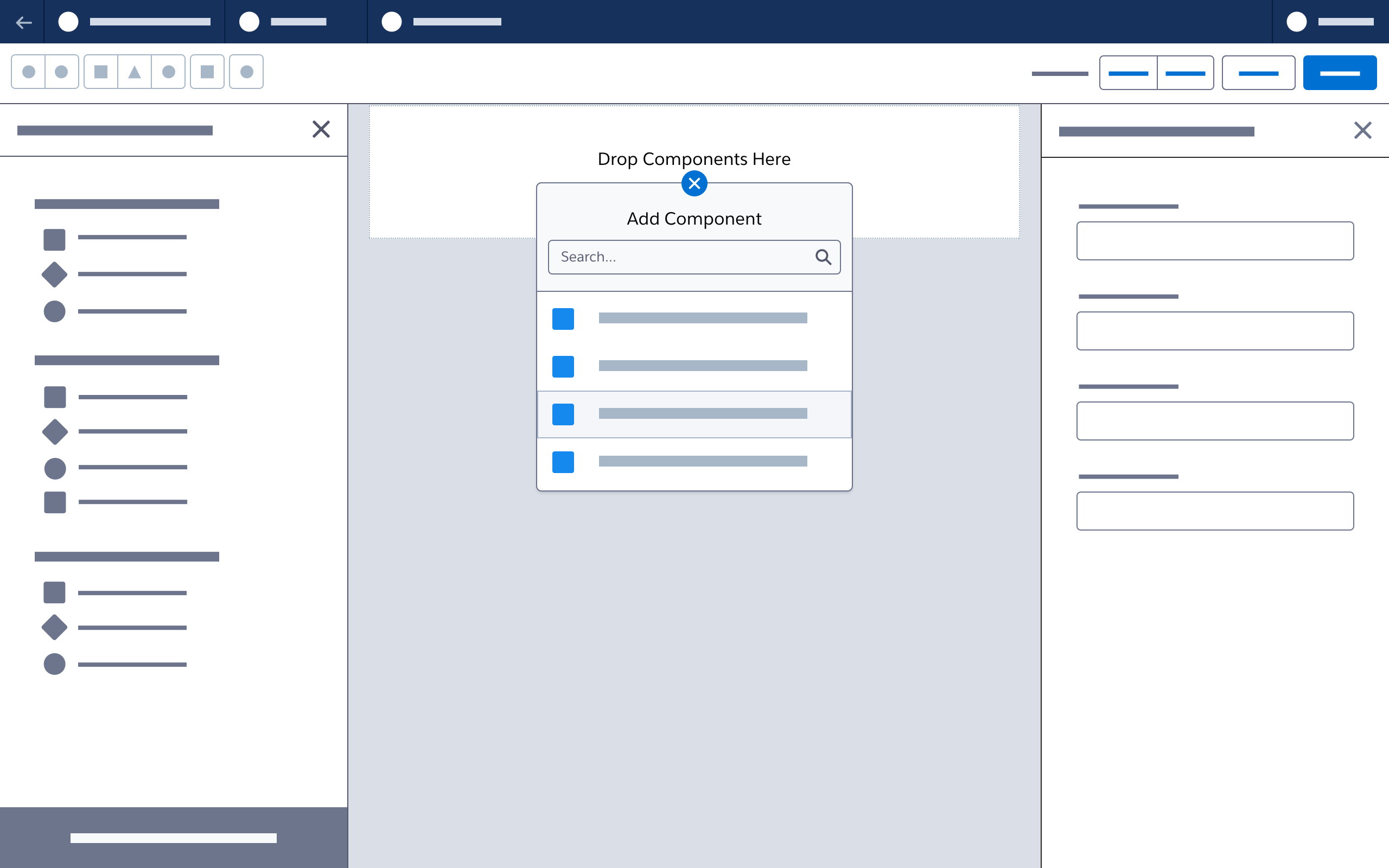 A wireframe showing a click to create popover 