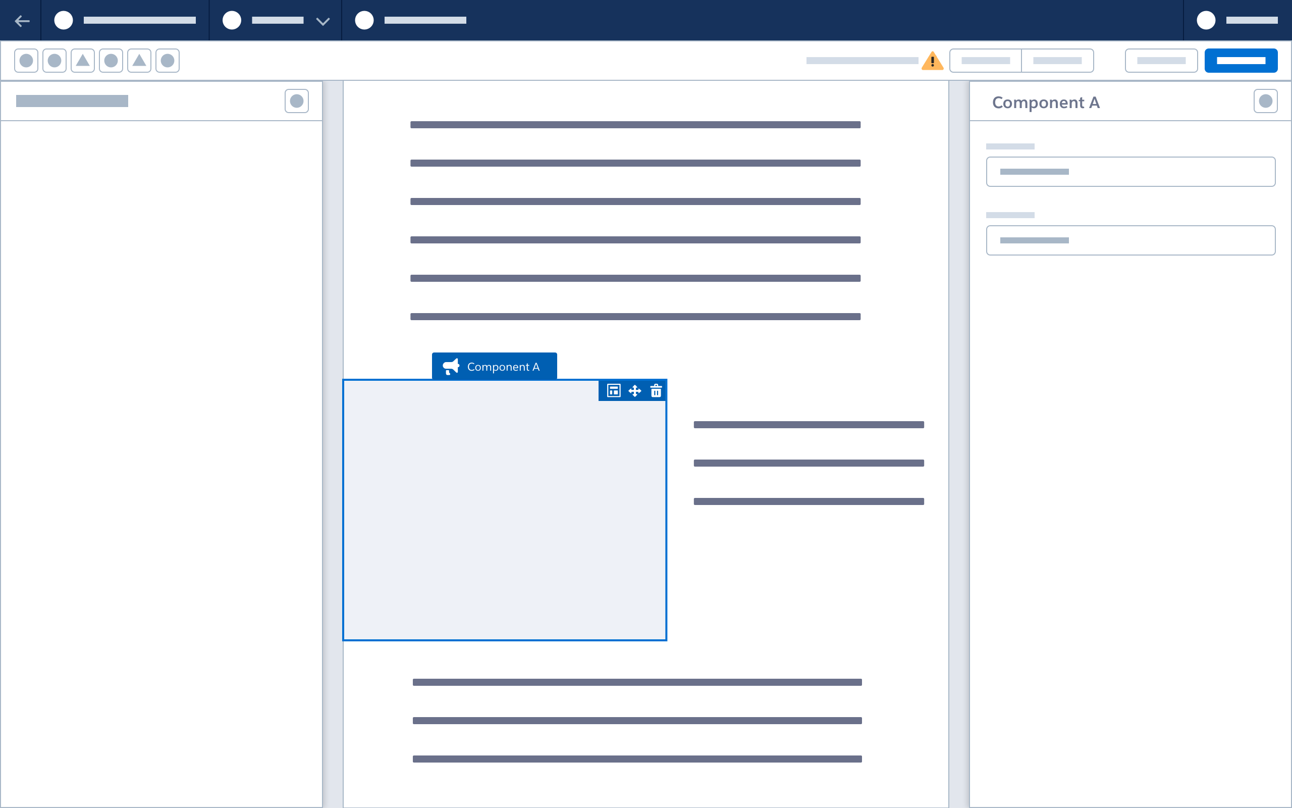 A wireframe showing a selected component with all invalid entries fixed, and no warning icons.