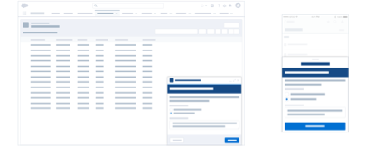 Two wireframes one showing a docked composer, the other showing a half sheet on a mobile screen.